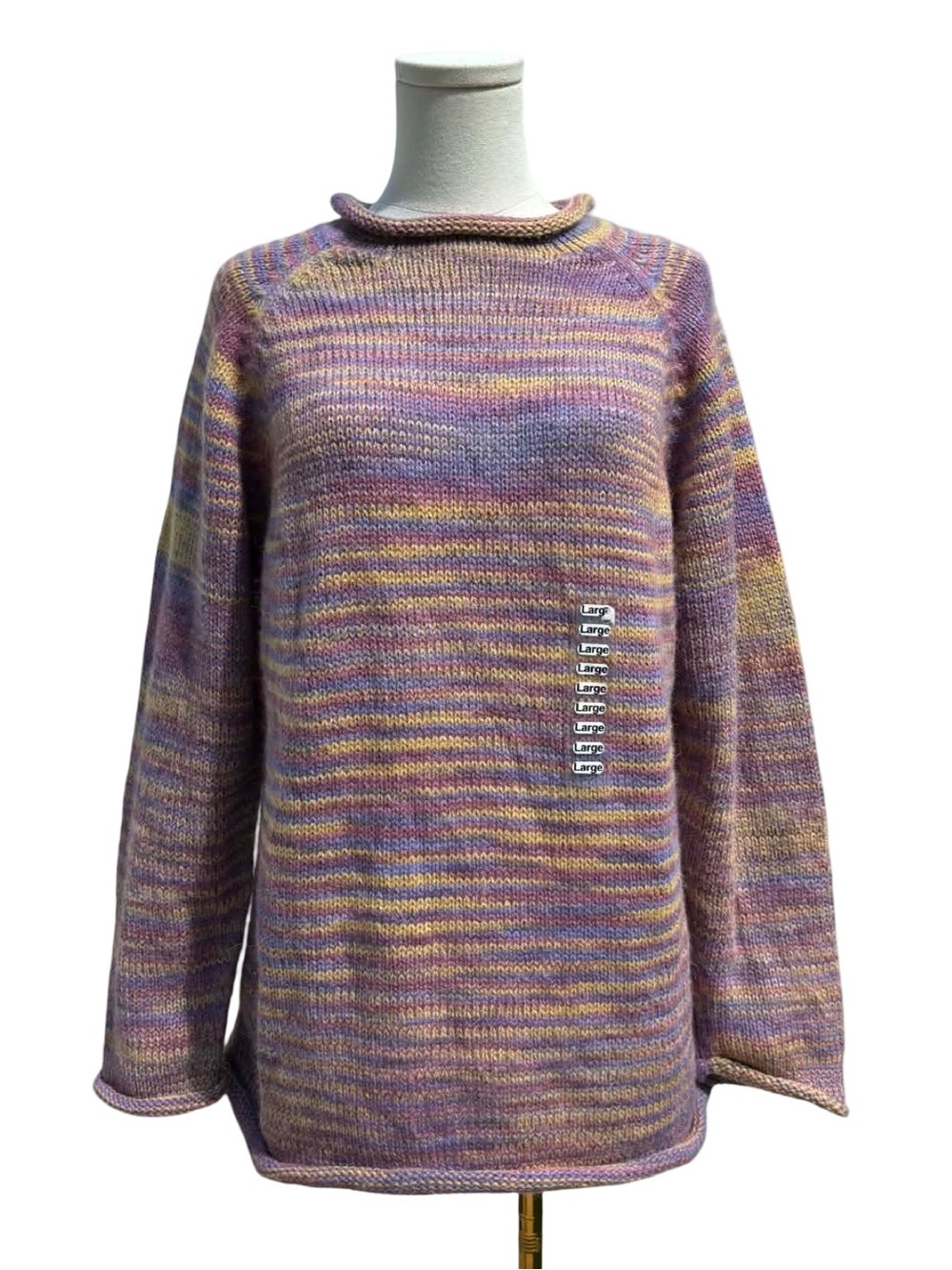 American South Side Lavender Multi Stripe Crewneck Sweater